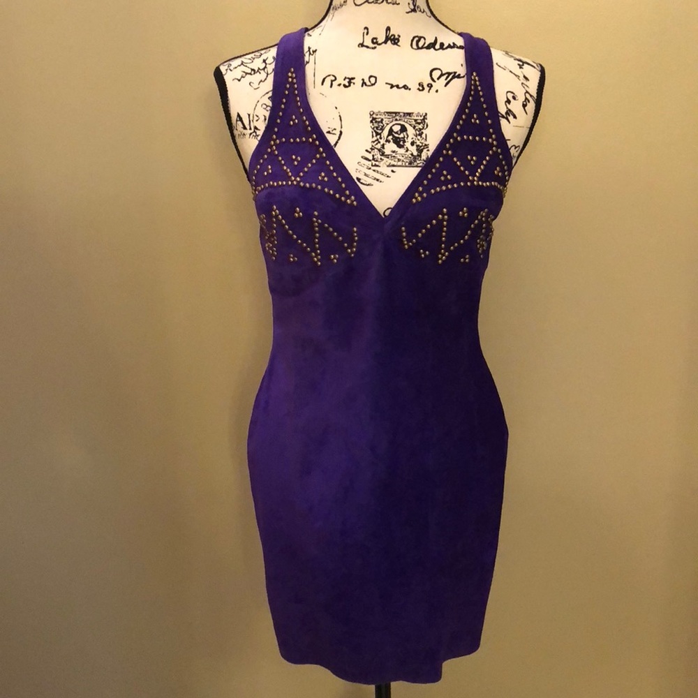 NWT Firenze Purple Suede Halter Dress